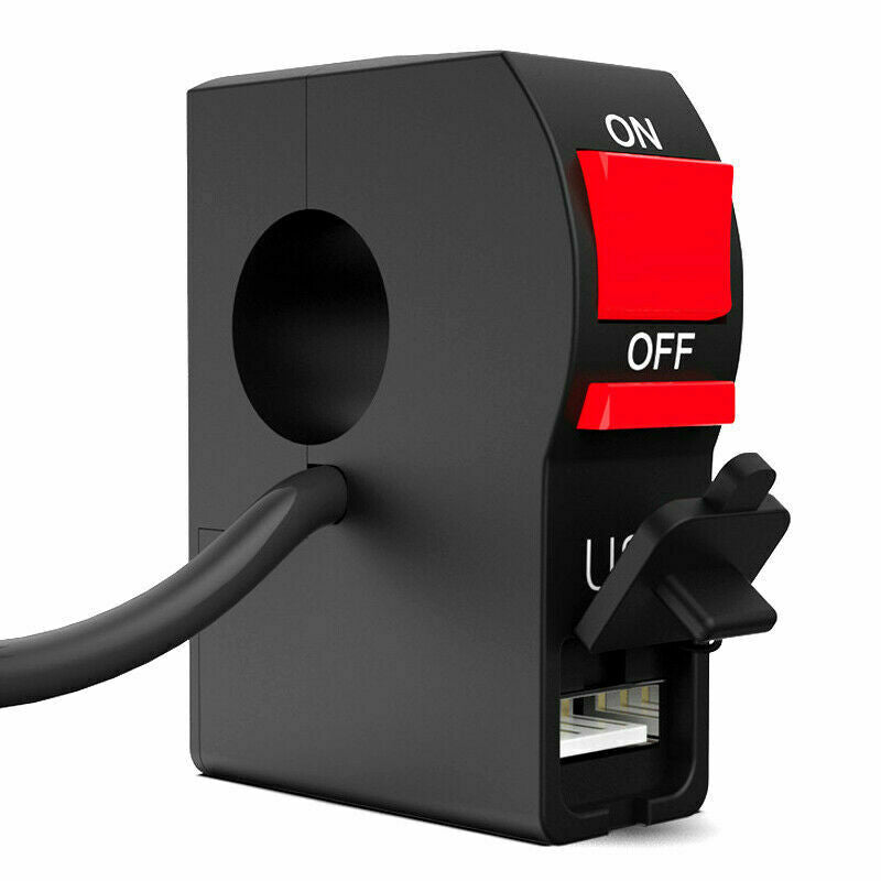 Multi-function Motorcycle 7/8" Handlebar Flashing Switch w/ 2A USB Phone Charger