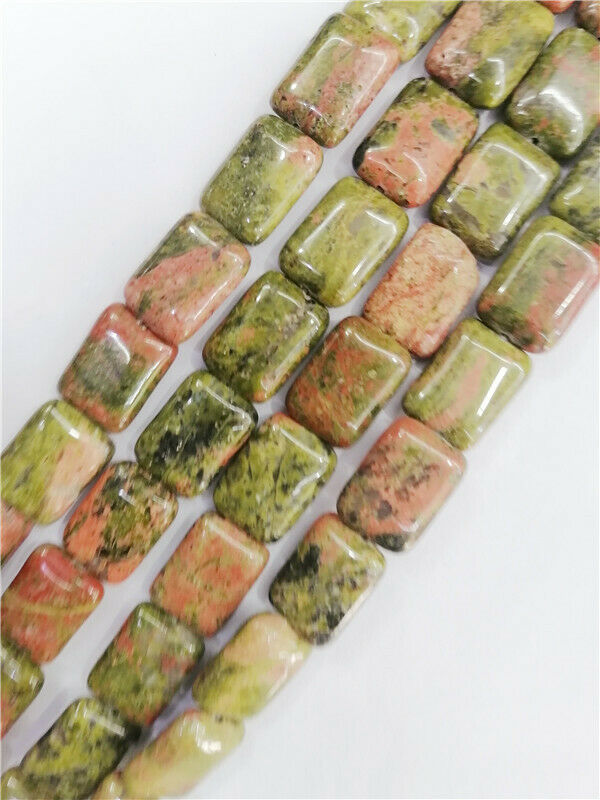 1 Strand 18x13x6mm Natural Unakite Jasper Rectangle Spacer Beads 15.5inch HH8817