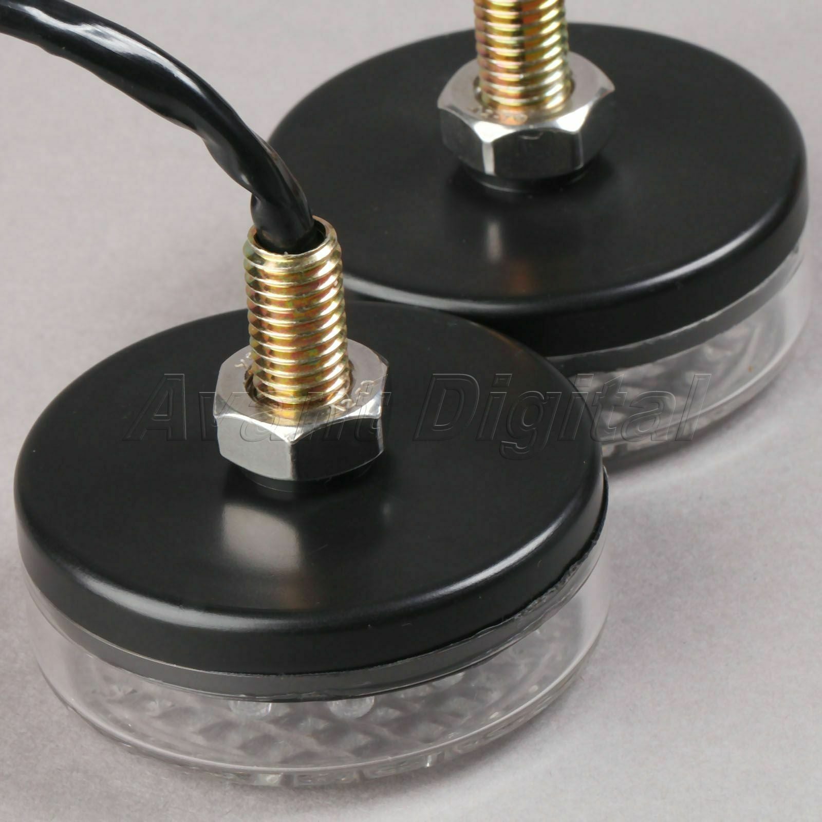 Black Lens 20 LED Motorcycle Round Black Shell Amber Turn Signal Light Indicator