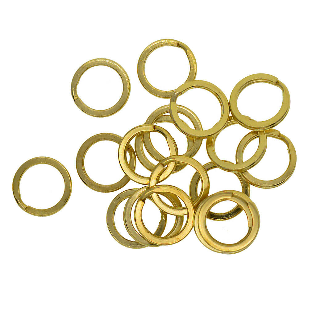 2X 20 Pcs 15 mm Flat Split Solid Brass Key Rings Keys Chain Bag Charms Clasp
