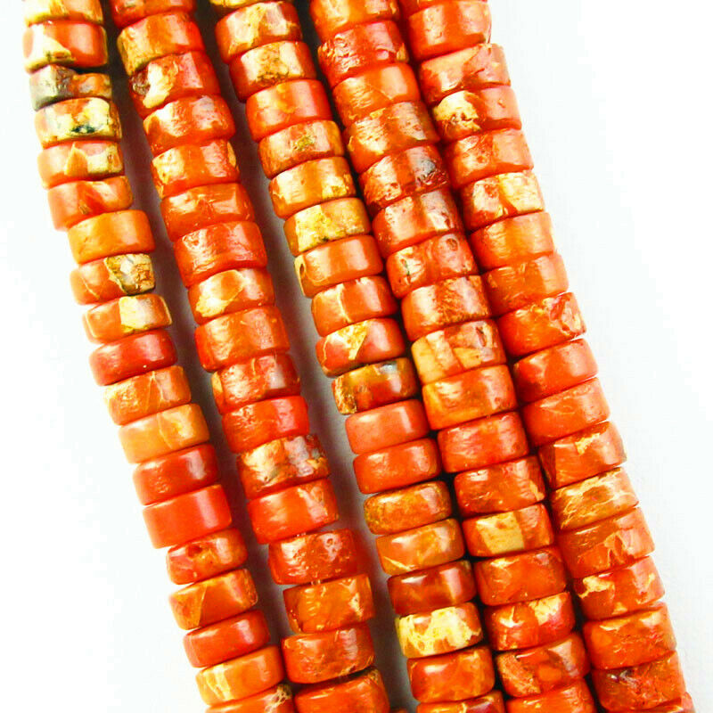 4x2mm Orange Sea Sediment Jasper Heishi Spacer Loose Bead 15.5 inch A-633TZ