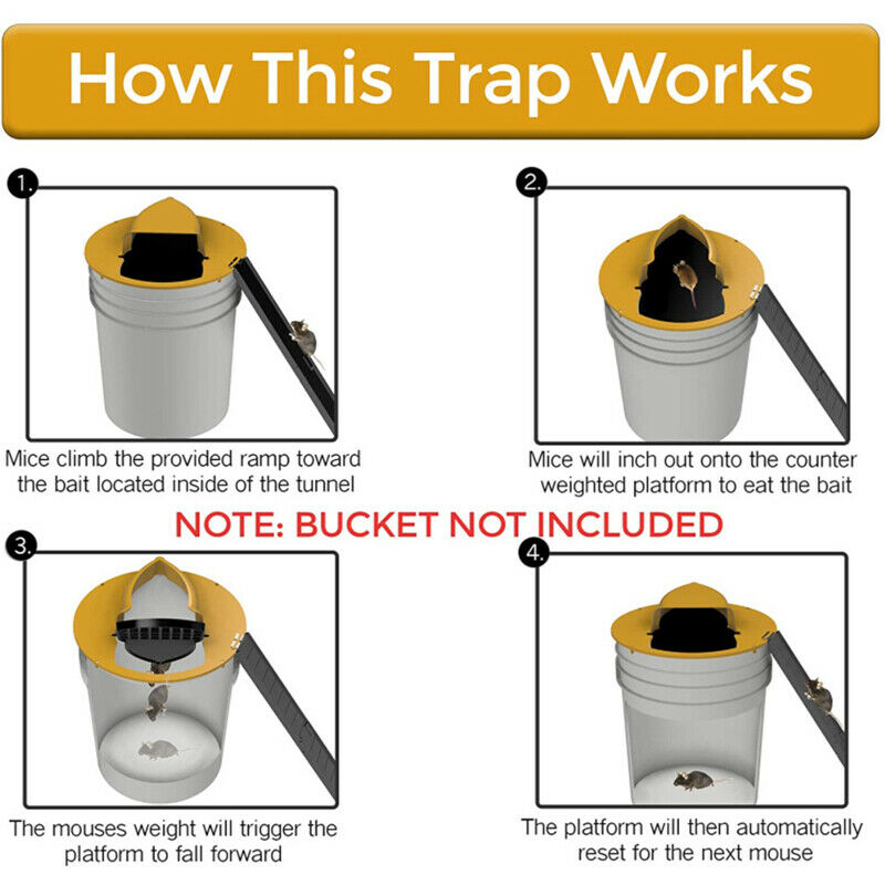 Creative Flip N Slide Bucket Lid Mouse Trap Humane Or Lethal Trap Door StyleFCA