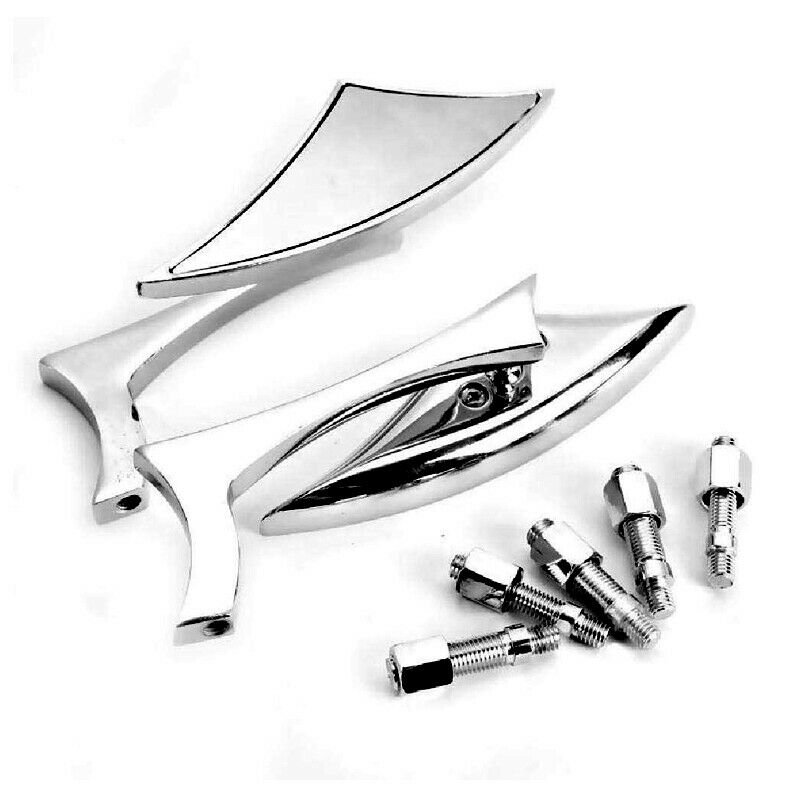 2PCS Chrome Arrow Motorcycle Bike Rearview Mirror with 8mm & 10mm Bolts Threaded