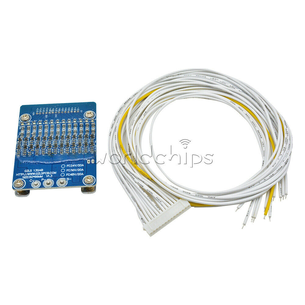 20A 48V 13S 18650 Lithium Li-ion Cell Battery Protection BMS PCB Balance Board