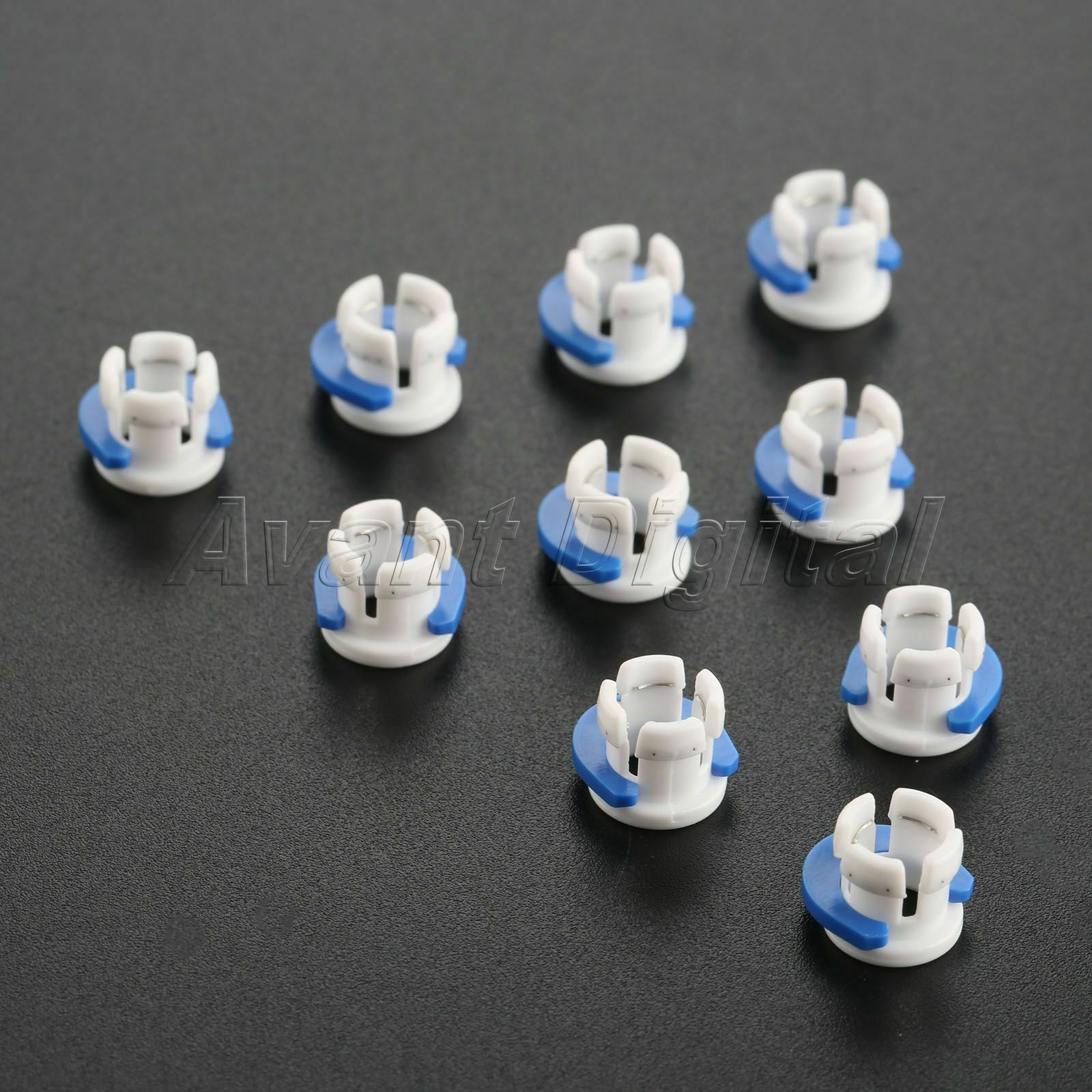 10 set  Durable Plastic Bowden Tube Clamp Clip 10x white clamps + 10x blue clips