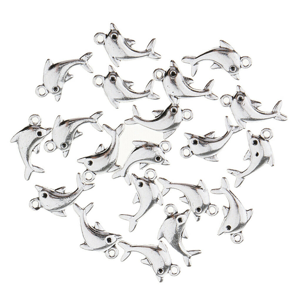 20x Nautical Charms Beach Themed Dolphin Pendant Beads for Making Bracelet