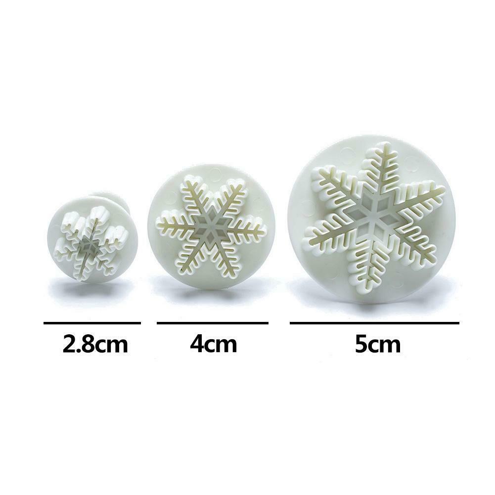 3pcs Snowflake Embossed Mould Fondant Cake Decoration Mold DIY Baking Tools @