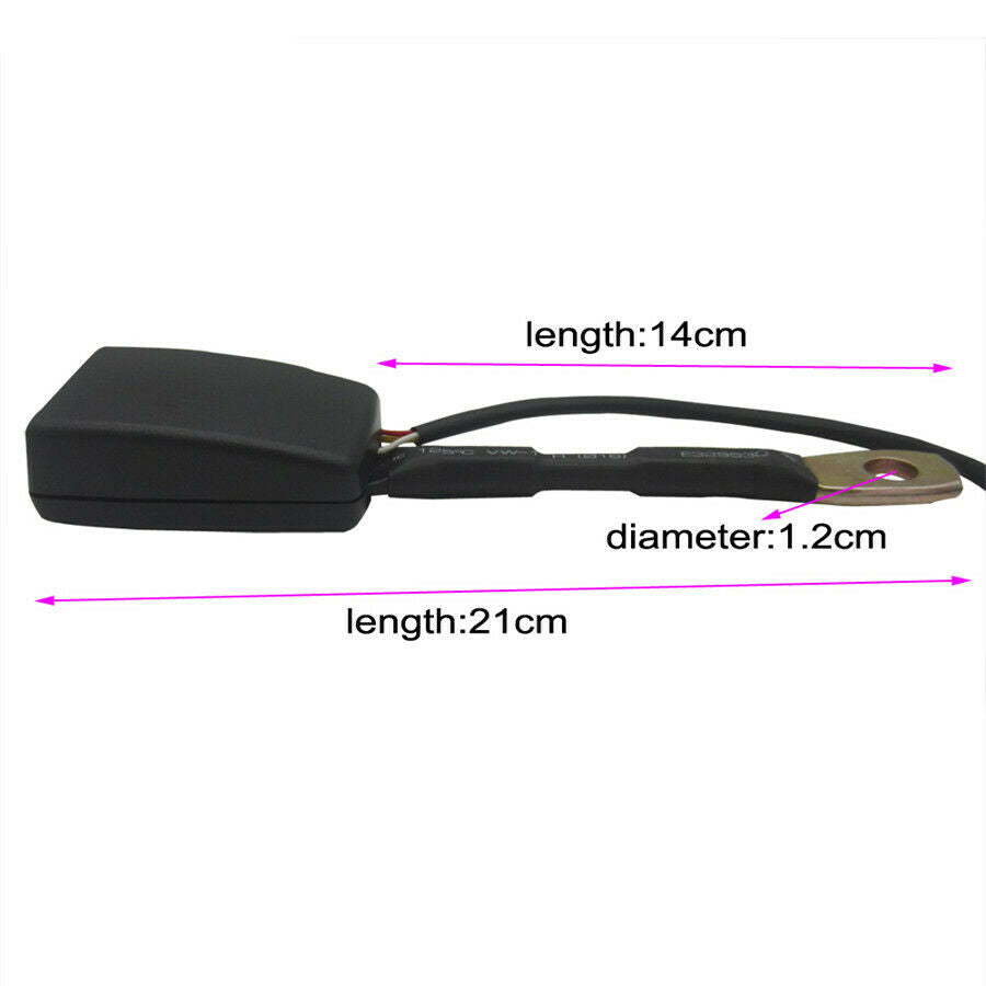 7/8'' Car SUV Front Seat Belt Buckle Socket Plug Connector & Wire Warning Cable