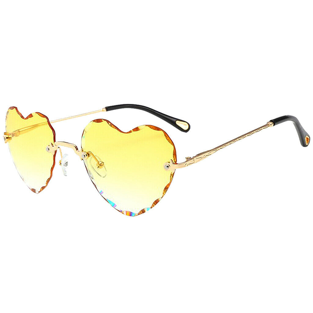 2Pcs Fashion Heart Shaped Rimless Sunglasses Tinted Lens Eyewear Shades