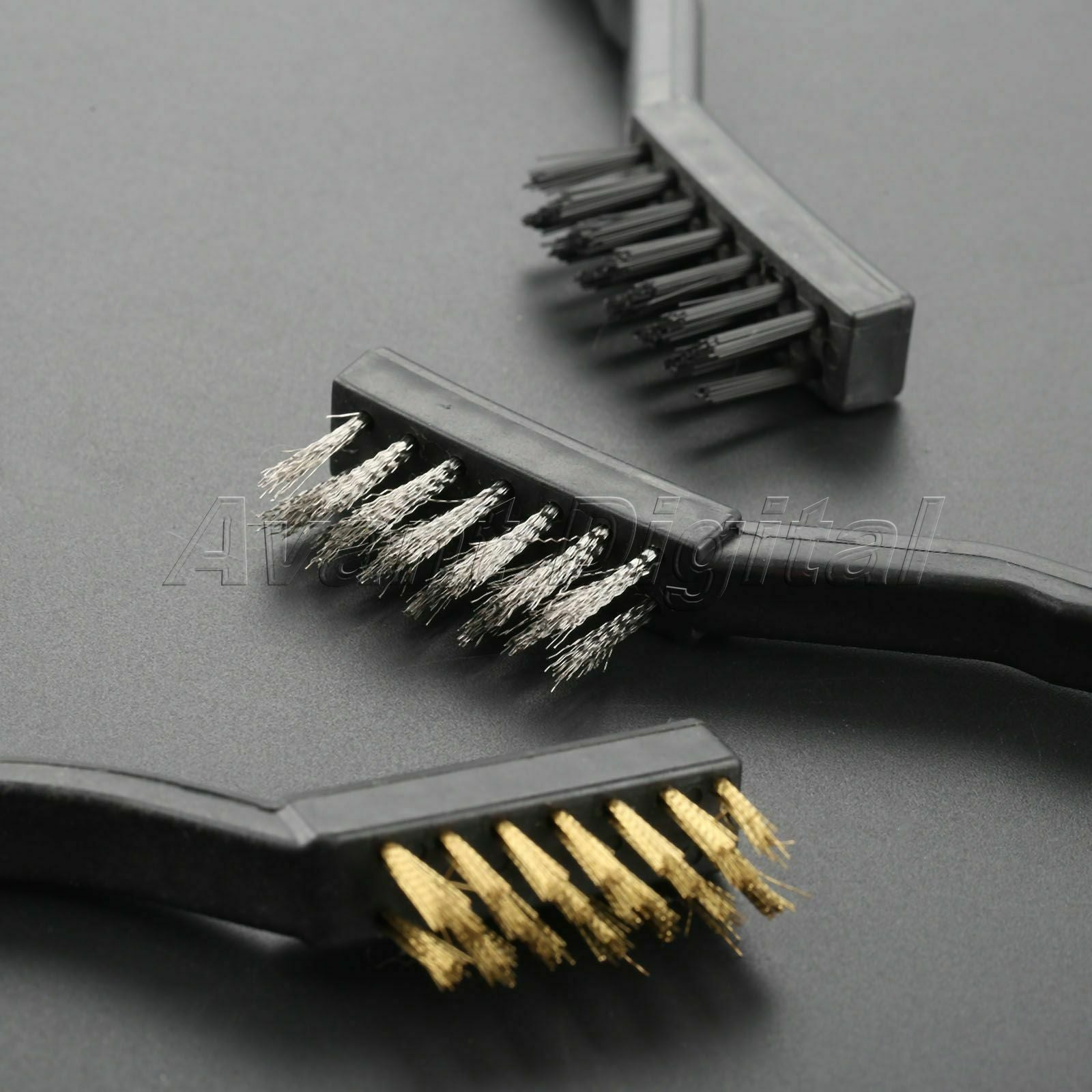 3pcs Hom Kitchen Car Cleaning Detailing Polishing Wire Brush Steel Brass Nylon
