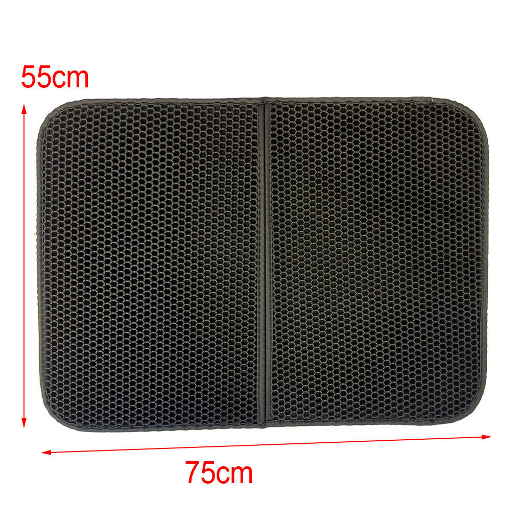 Waterproof Double-Layer Pet Cat Litter Tray Mat Kitty Mat Feeding Pad Black