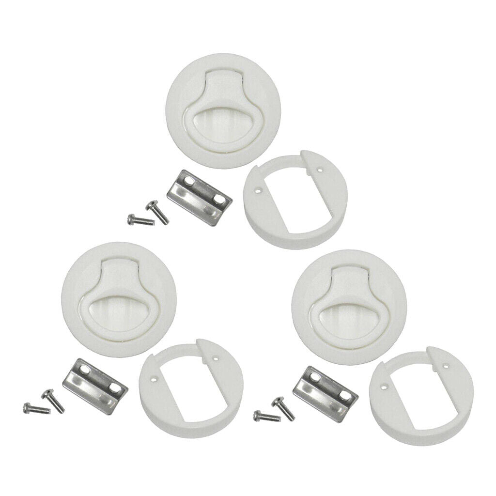 3 Sets Flush Pull Slam Latch Round for Boat Deck Hatch Door Non Locking