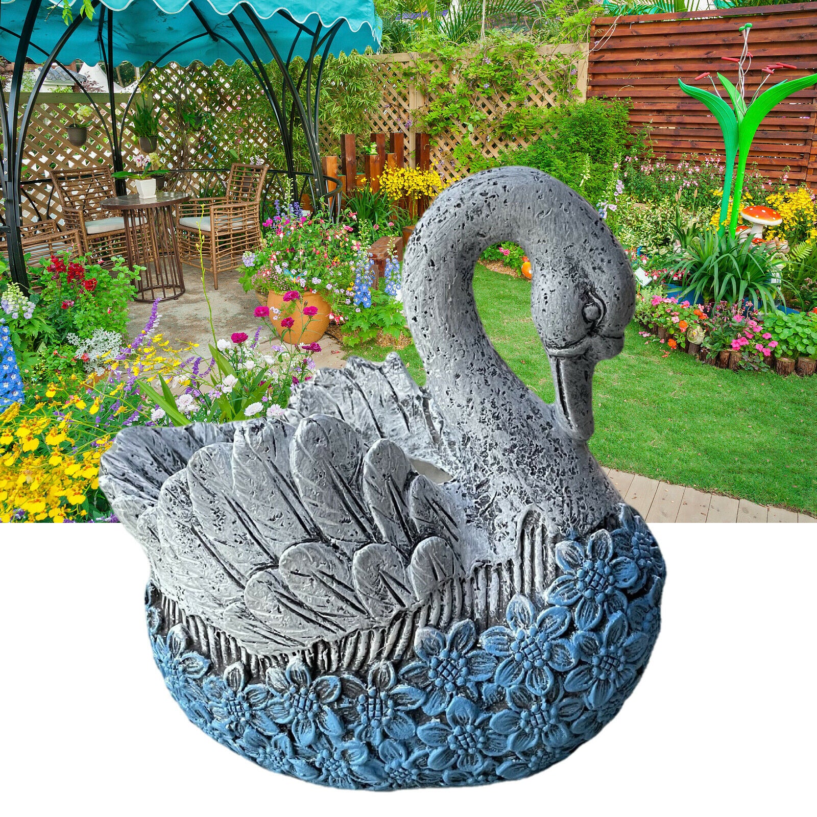 Animal Swan Flowerpot Plant Holder Flower Pot Lawn Patio Decor Creative