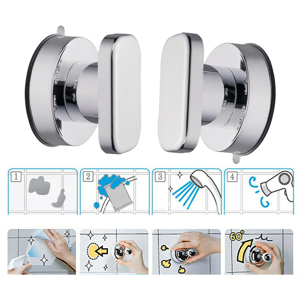 2 Pieces Bathroom Shower Suction Cup Safety Knobs Handle Exterior Interior