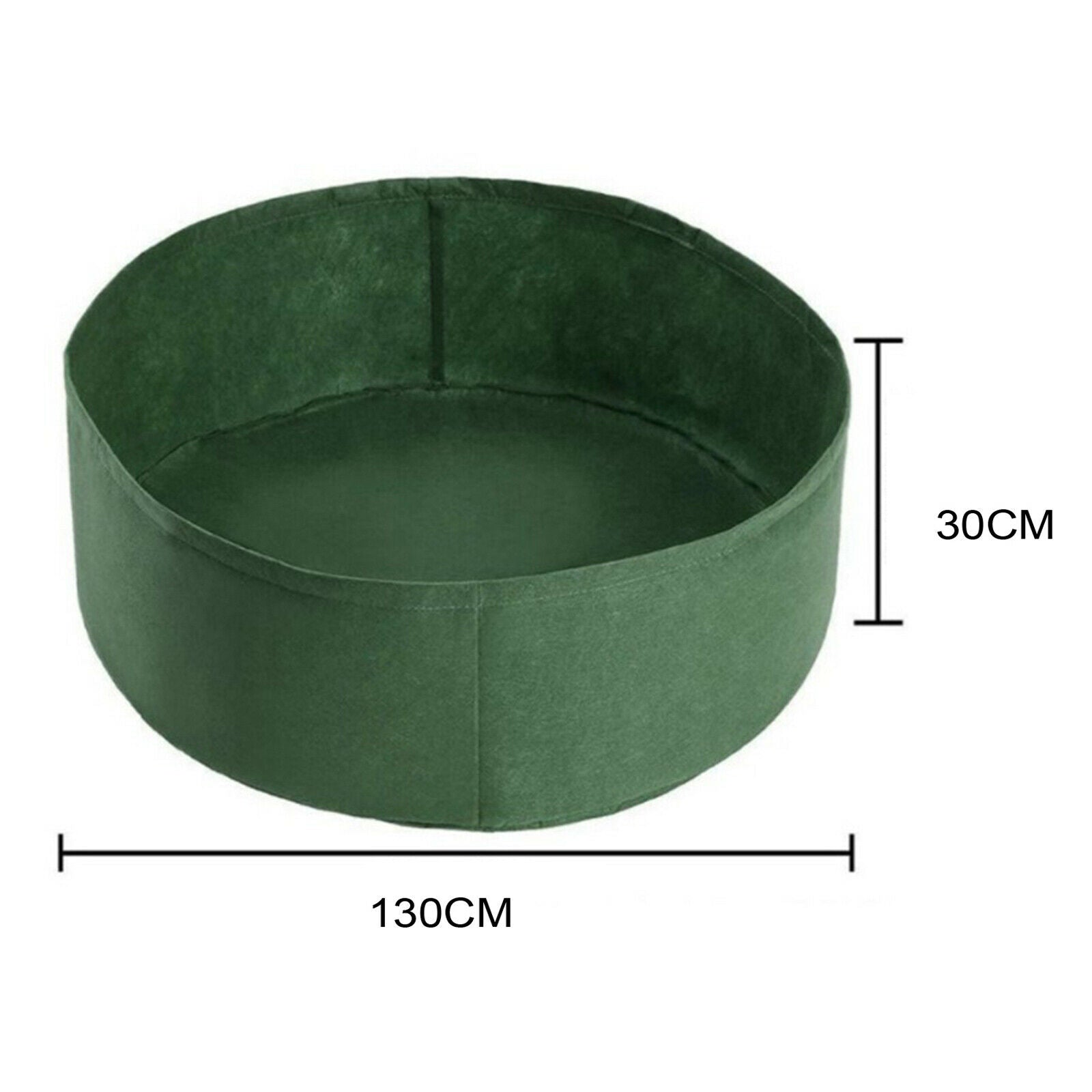 Round Fabric Raised Bed Garden Grow Bag Pouch In/Outdoor Green_130x30cm