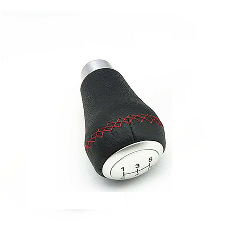 1x Universal Car Gear Shift Knob 5 Speed Handle Stick Shifter Black+Red Stitche