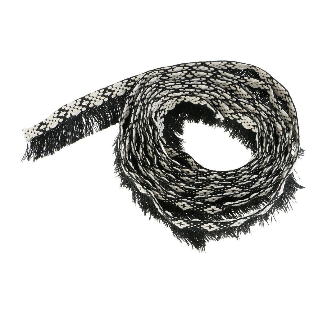 3 Yards Jacquard Ribbon Lace Trim Tassel Fringe Trim for DIY Cushion Curtain