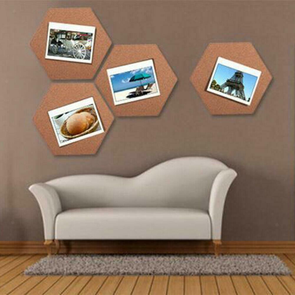 2x Hexagon Cork Sheet Cork board Self Stick for Bulletin Board Photo Wall