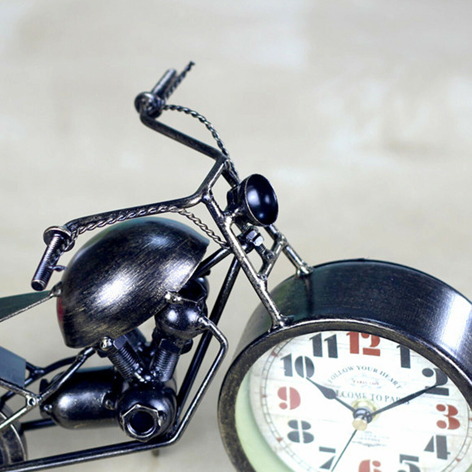 Cool Metal Motorcycle Motorbike Alarm Clock Shelf Desk Clock Home Ornaments