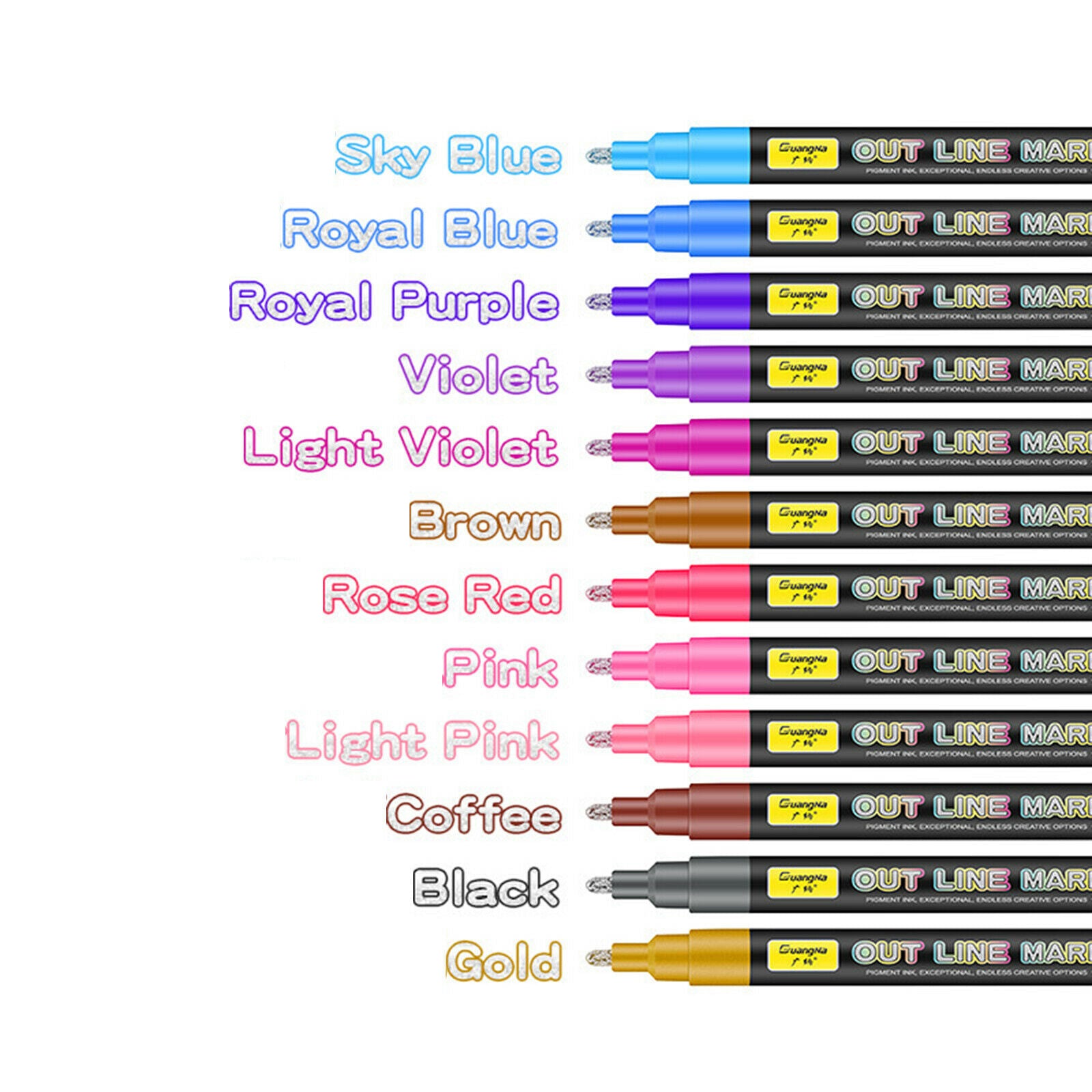 Double Line Outline Pens - 24 Colors Double Line Pen, Outline Markers for
