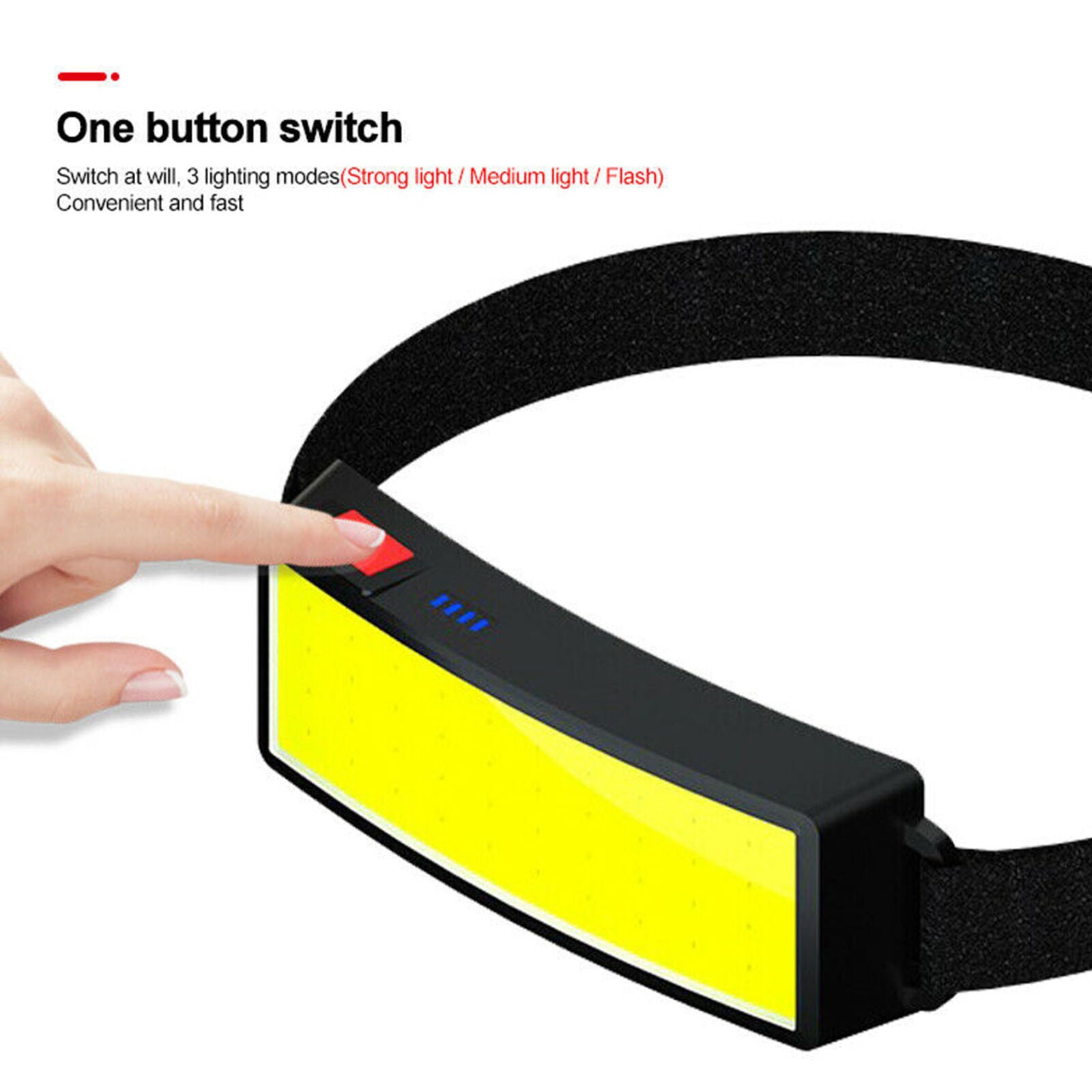 3 Modes COB LED Head Torch USB Rechargeable Headlamp Headlight Waterproof Lamp
