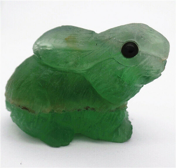 50x32x19mm Natural Green Fluorite Carved Rabbit Decoration Statue Decor HH7648