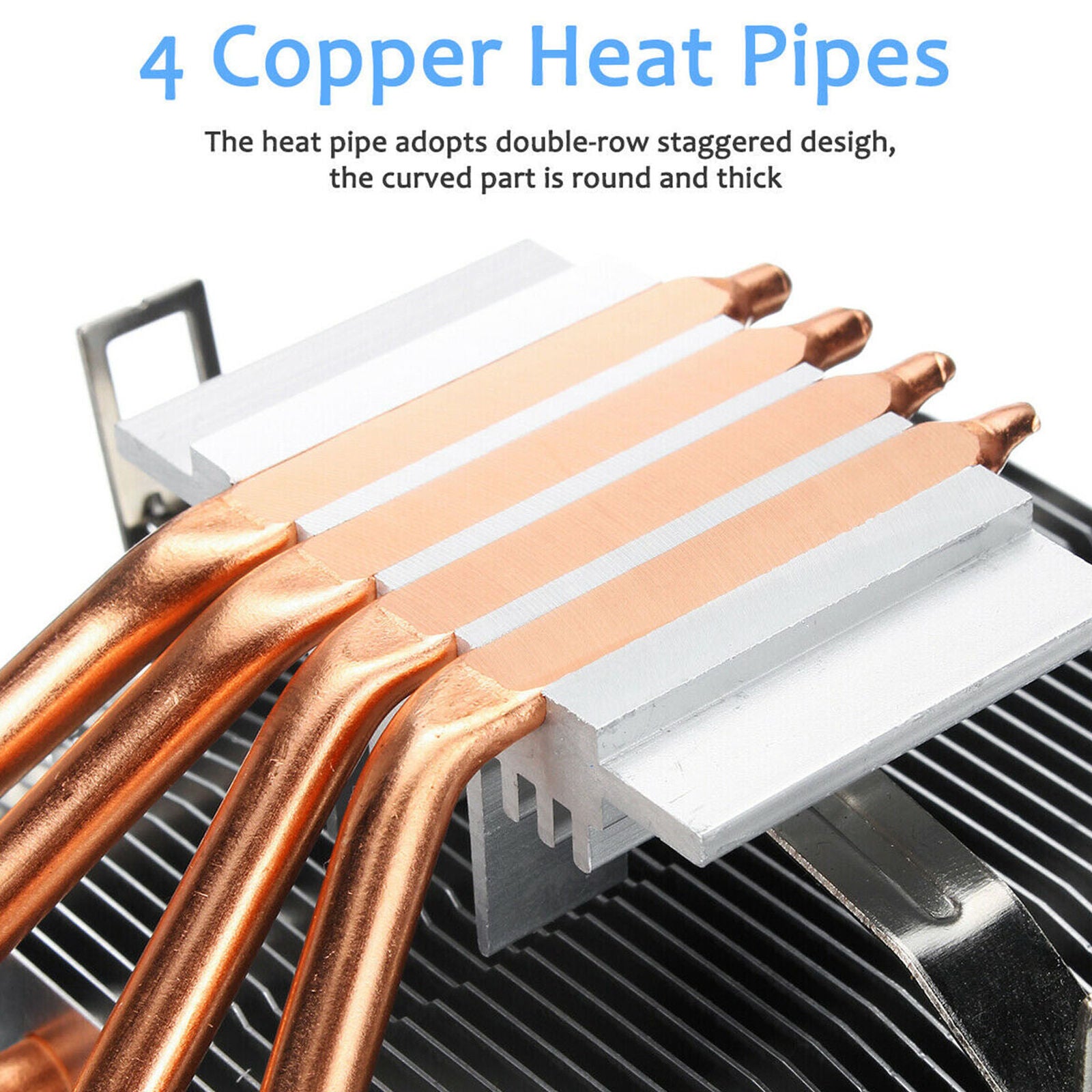 4 Heatpipes CPU Cooler 3pin LED RGB Fan Cooling Heatsink For LGA 775-1366 AMD