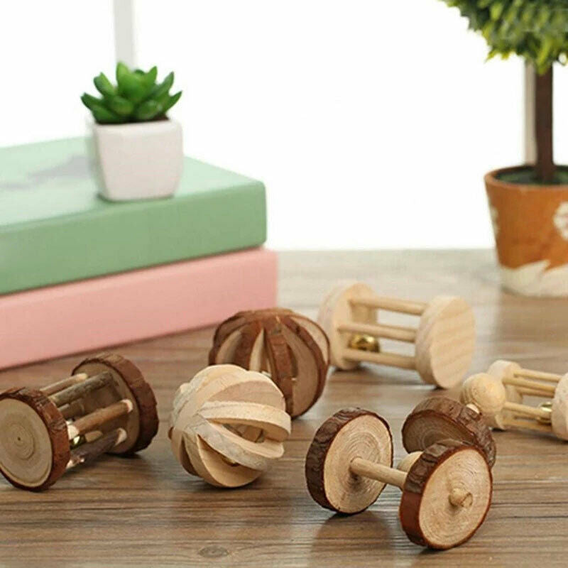 5Pcs/set Natural Wooden Rabbits Toys Chew Toys for Small Pet Molars SuppliesBIA