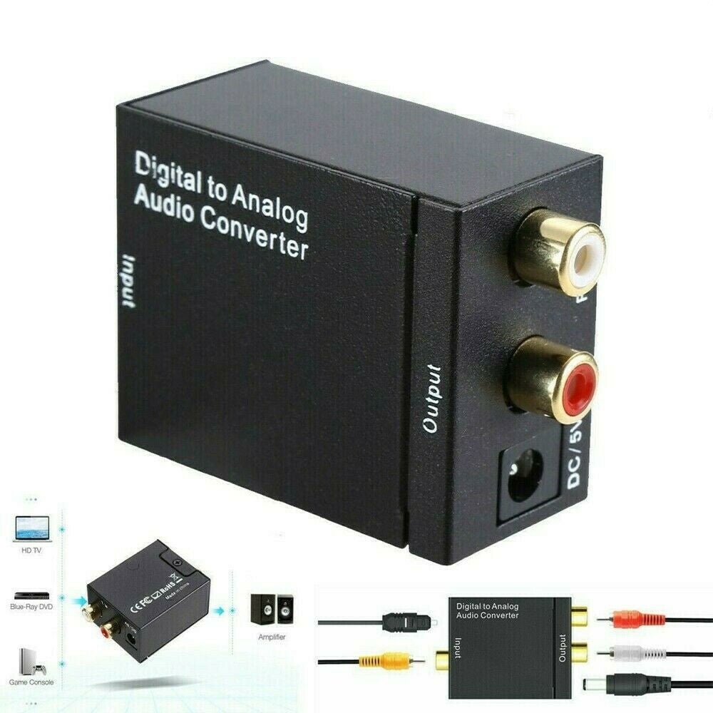 Optical Coaxial Toslink Digital to Analog Audio Converter Adapter RCA L/R