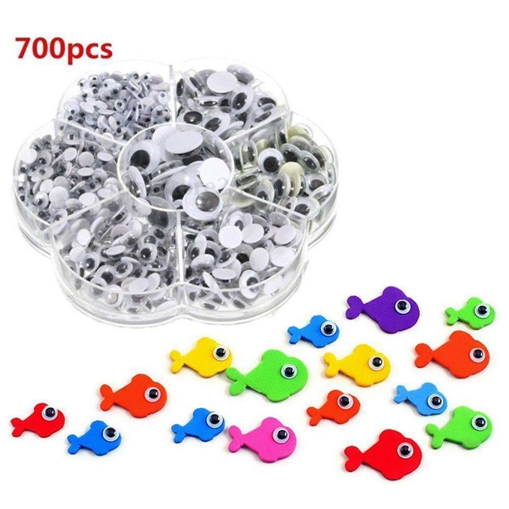 700 Googly Wiggly Wobbly Eyes SELF ADHESIVE NEW DIY Crafts Mixed 7Sizes 4mm-12mm