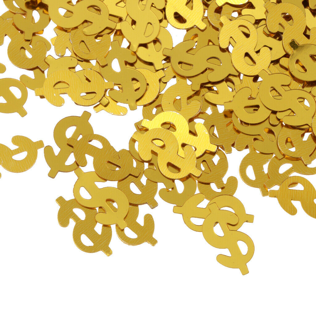 Golden US Dollar Symbol Metalic Foil Sparkling Table Confetti Scatter