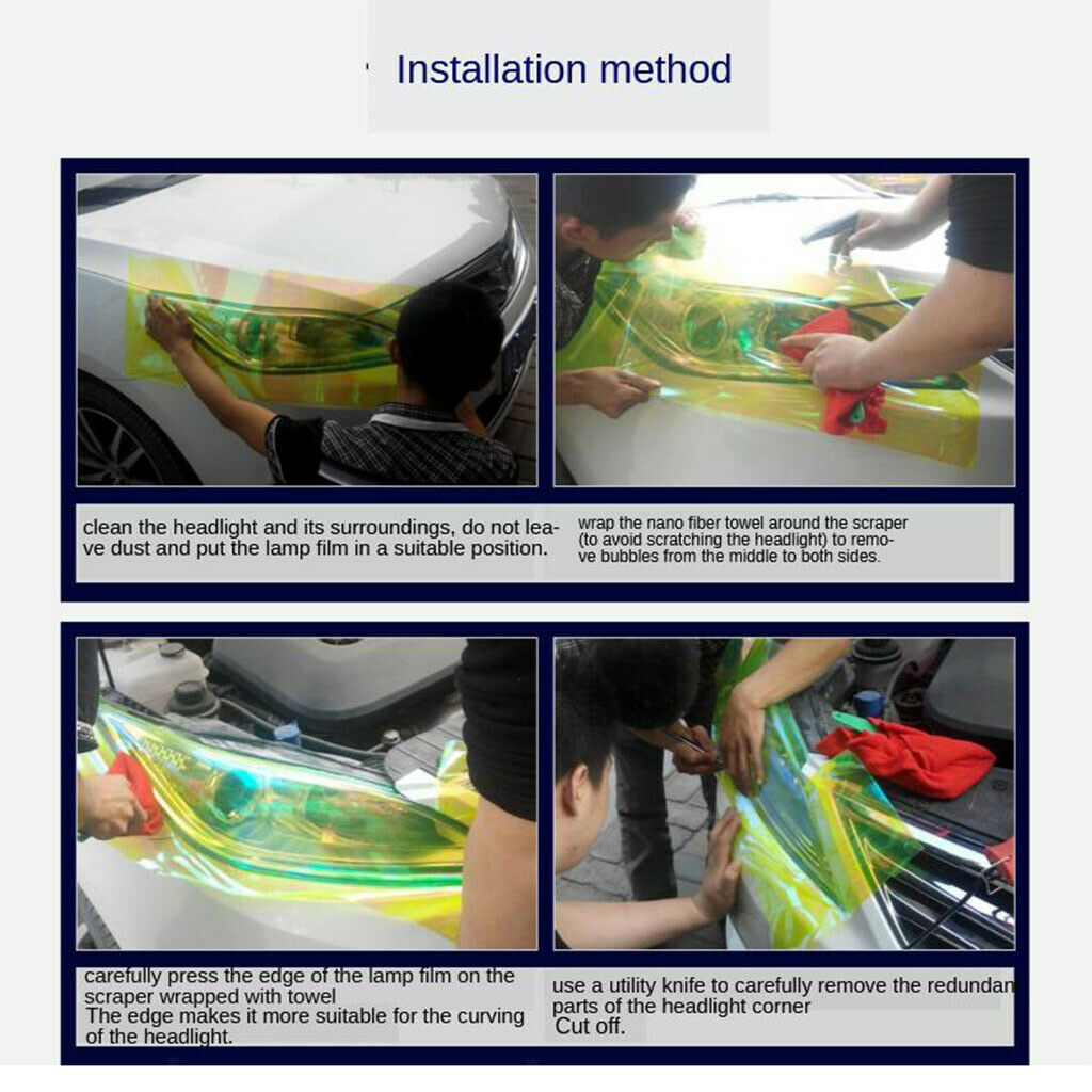Car Headlight Tinting Film Taillight Fog Light Lamp Wrap Protect 30 x 100cm