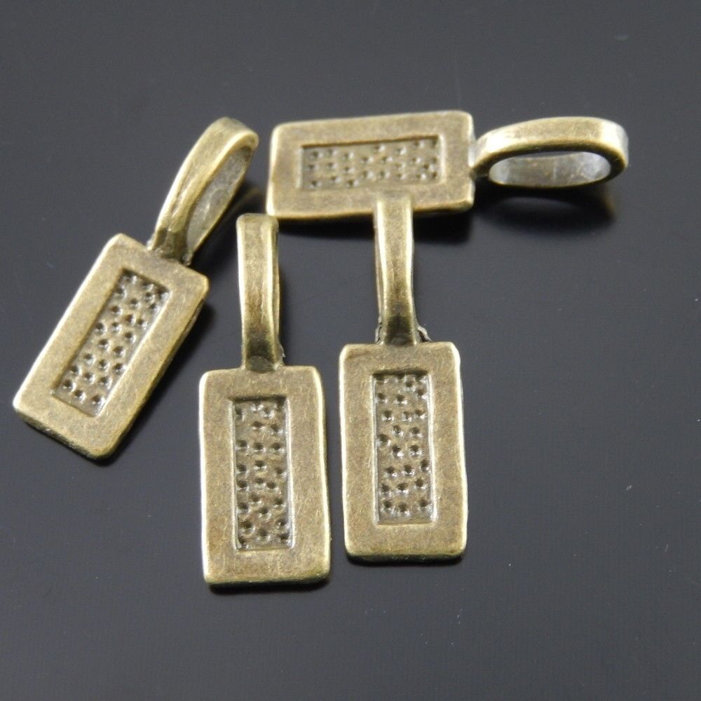 40 pcs Antiqued Bronze Rectangle Glue On Bails Earring Pendant Jewellery Making