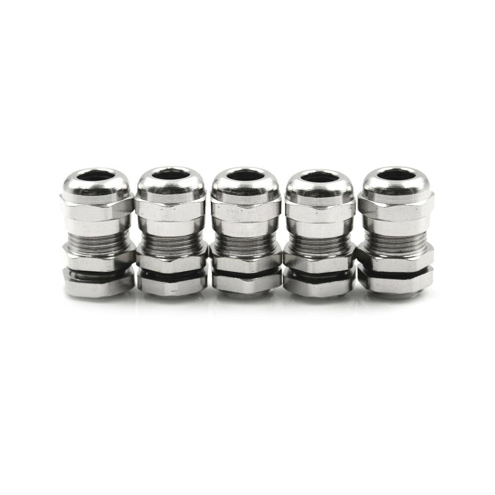 New 5Pcs M12 Stainless Steel Waterproof Gland For 3-8Mm Cable ji WF