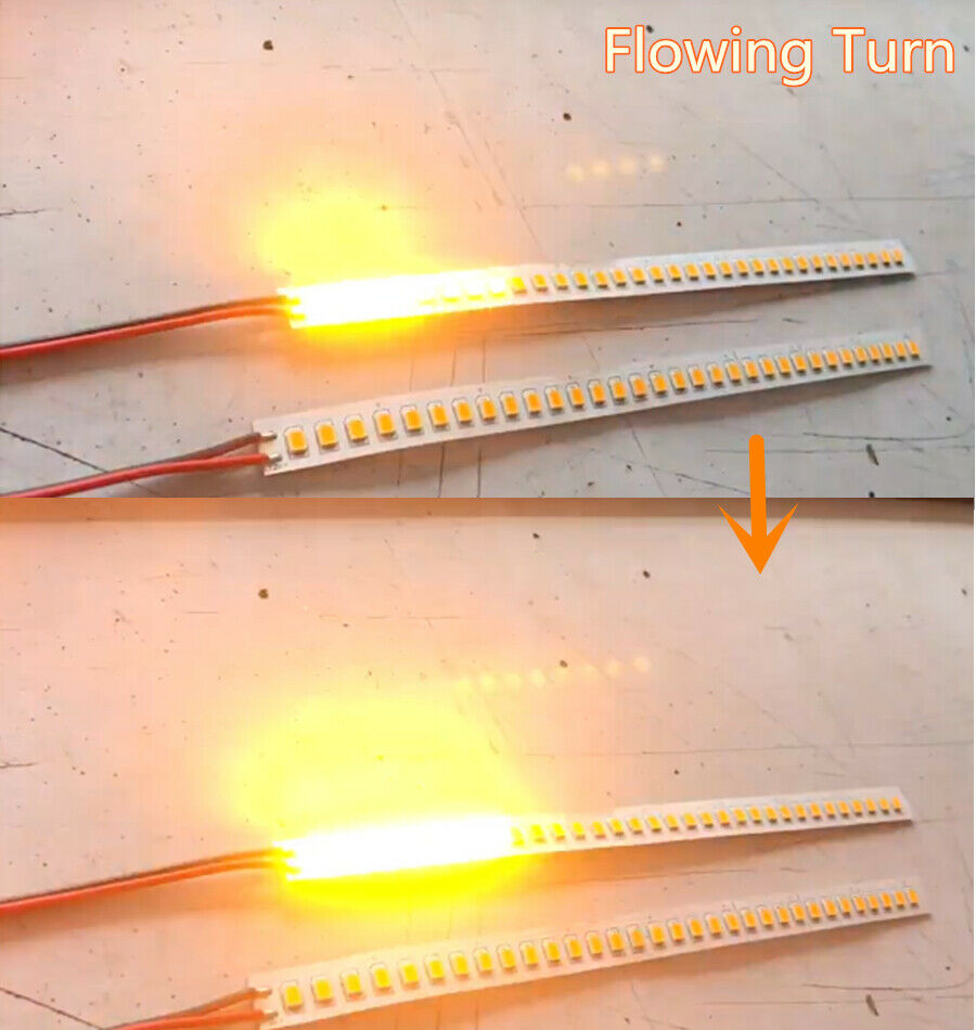 2Pcs LED Error Free Rear Mirrors Flexible Turn Signal Strip Light Lamp Universal