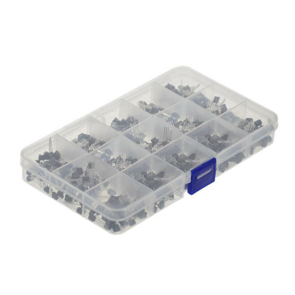 Portable 600pc 15Value NPN PNP Transistor TO-92 Assortment Kit Set W/Box Hot #ur