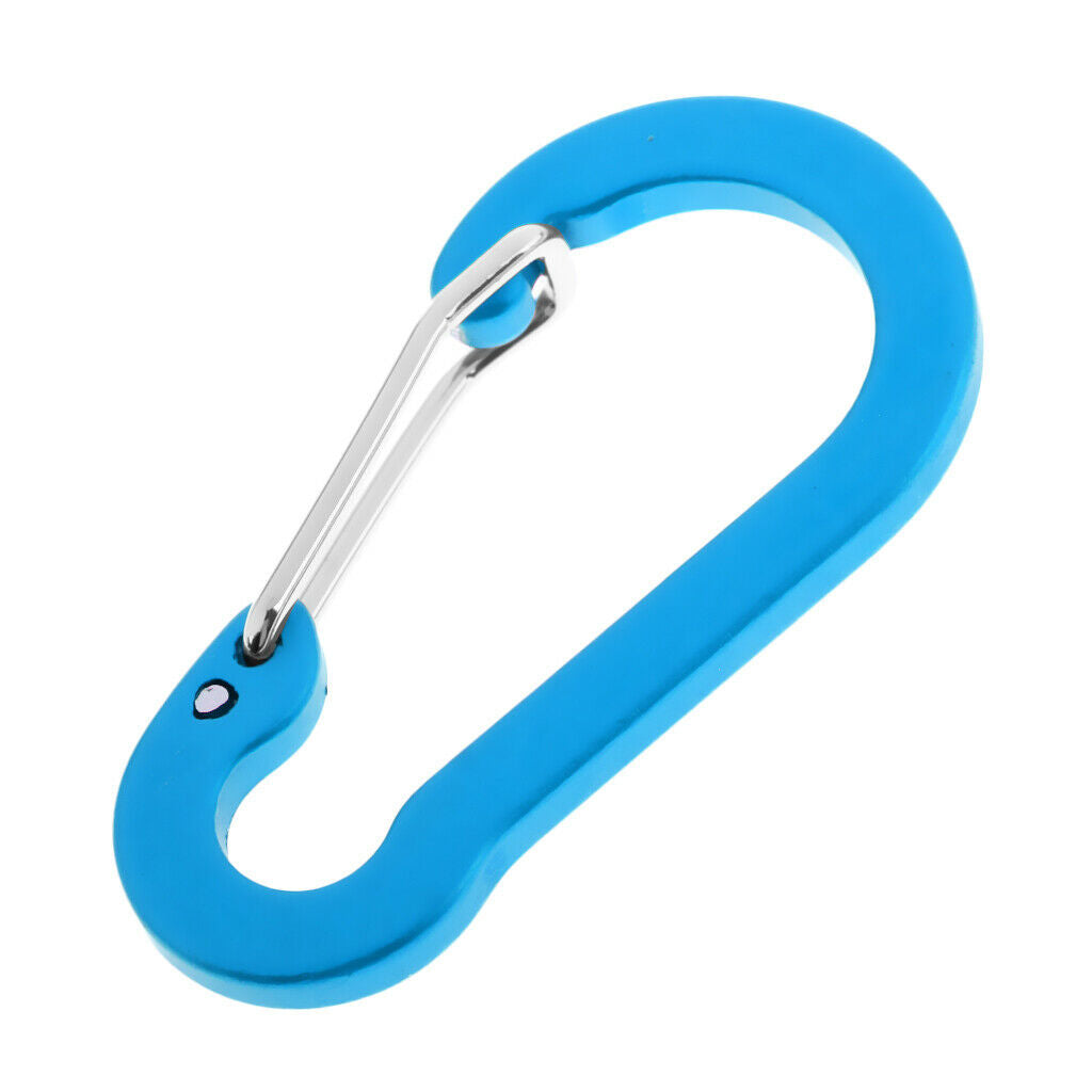 6 Pieces Aluminum D-Ring Carabiner Clip Spring Snap Hook Keychain Sky Blue