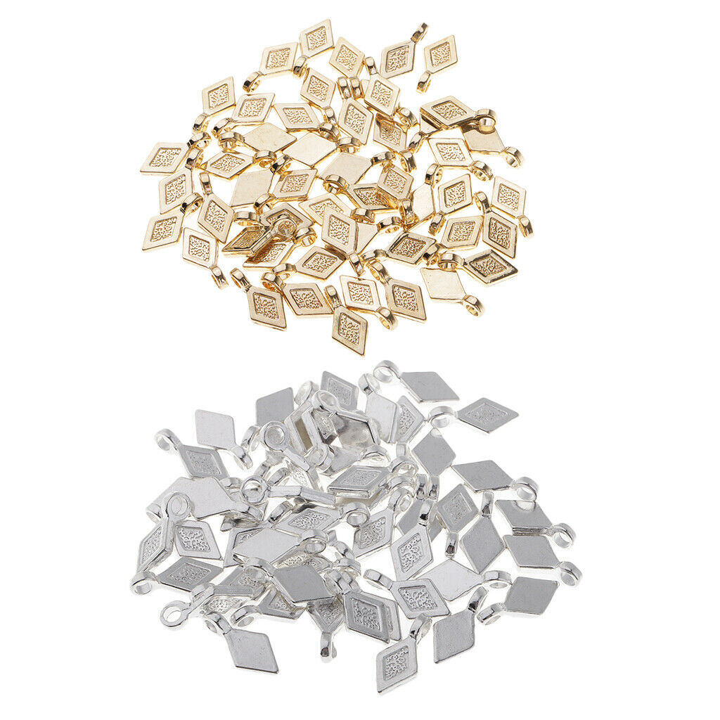 50pcs alloy rhombus bail charms pendants DIY jewelry making findings Craft