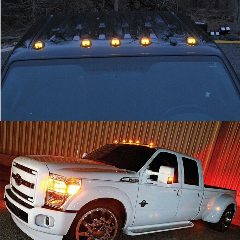 For 80-97 Ford F-150/250/350 Super Duty Amber Cab Marker Lights+194 5-5050 LEDs