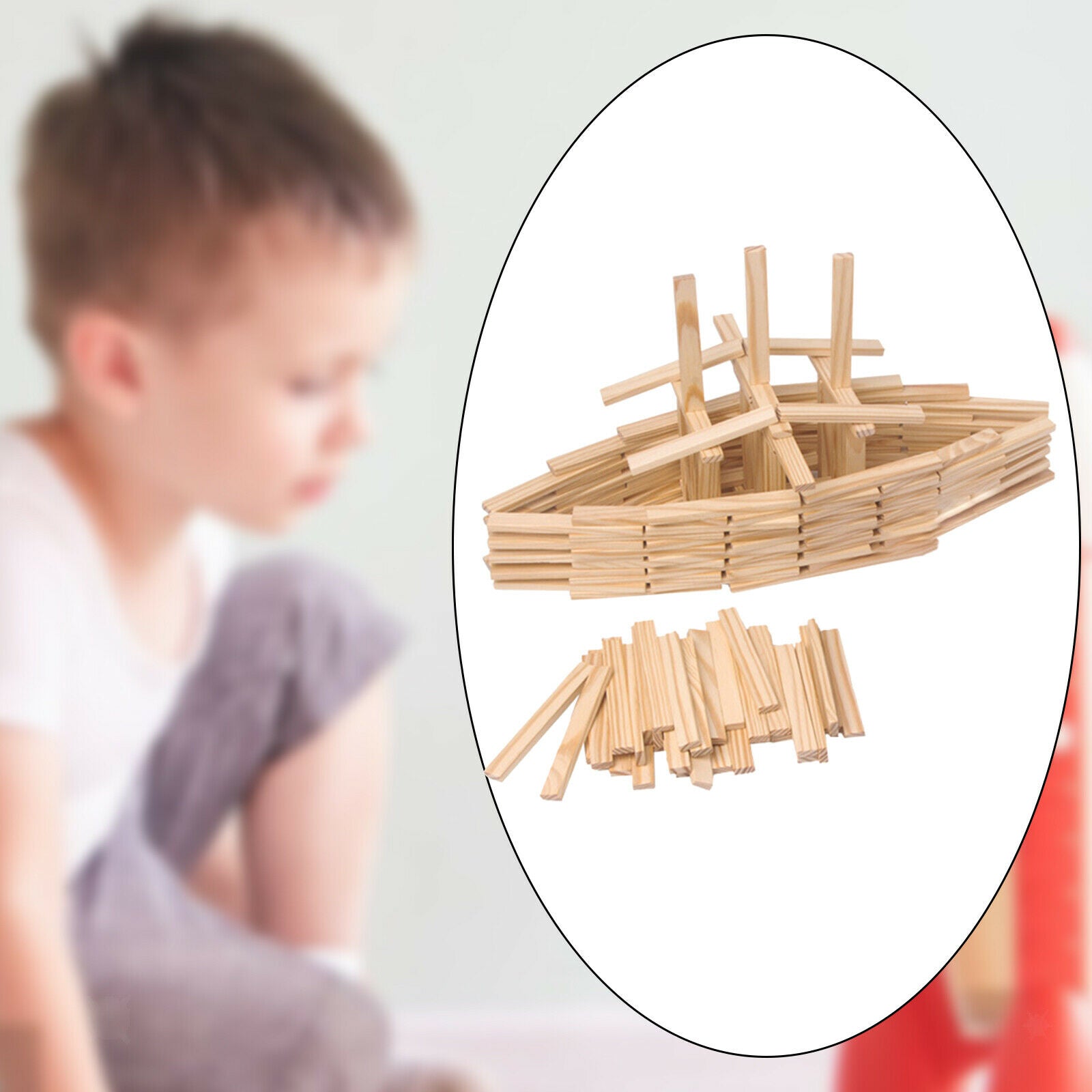 Wooden Building Blocks Set for Kids Stacker Stacking Game Construction Toys