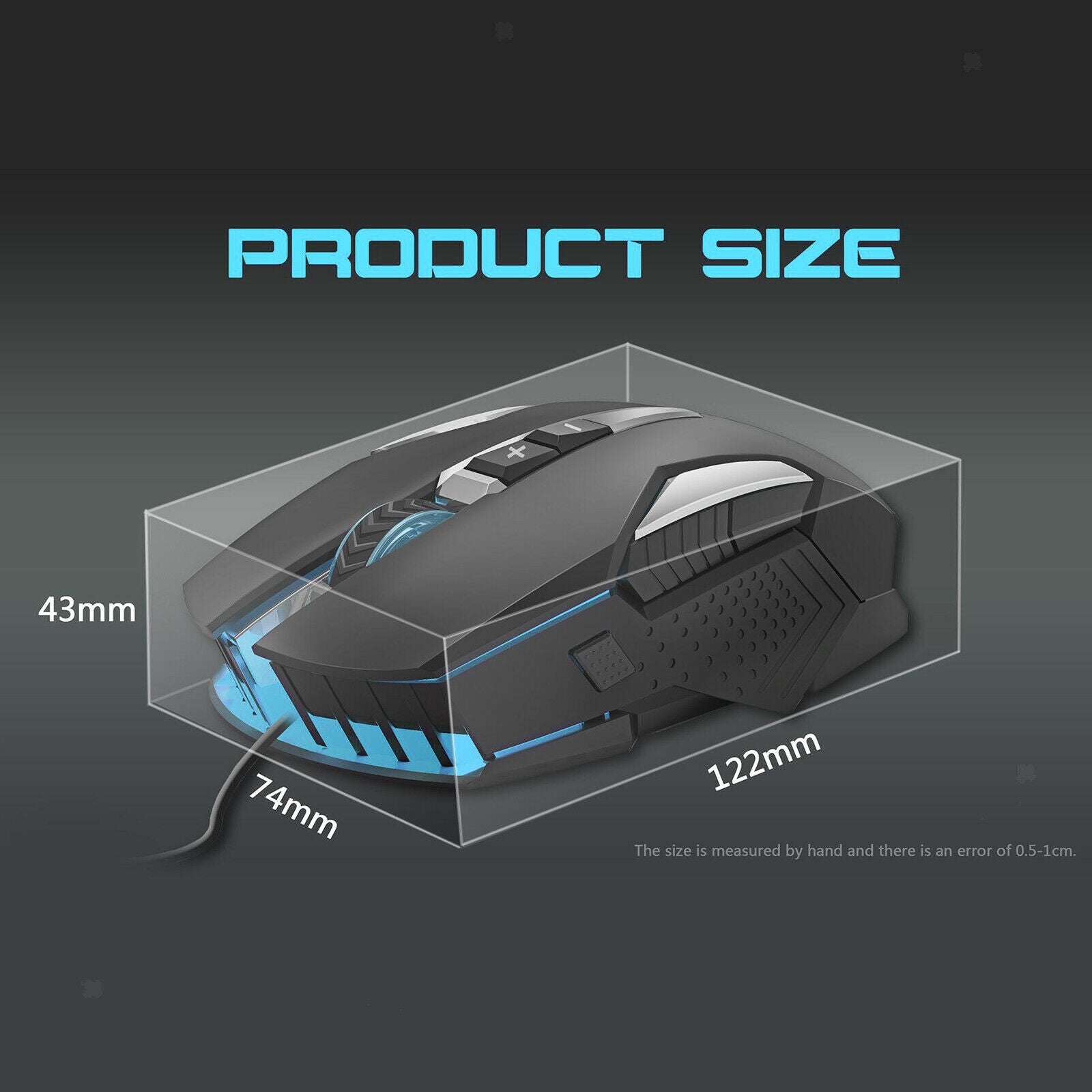 Wired Gaming Mouse 7 Button Comfortable 4800 DPI Game Mice for PC Laptop