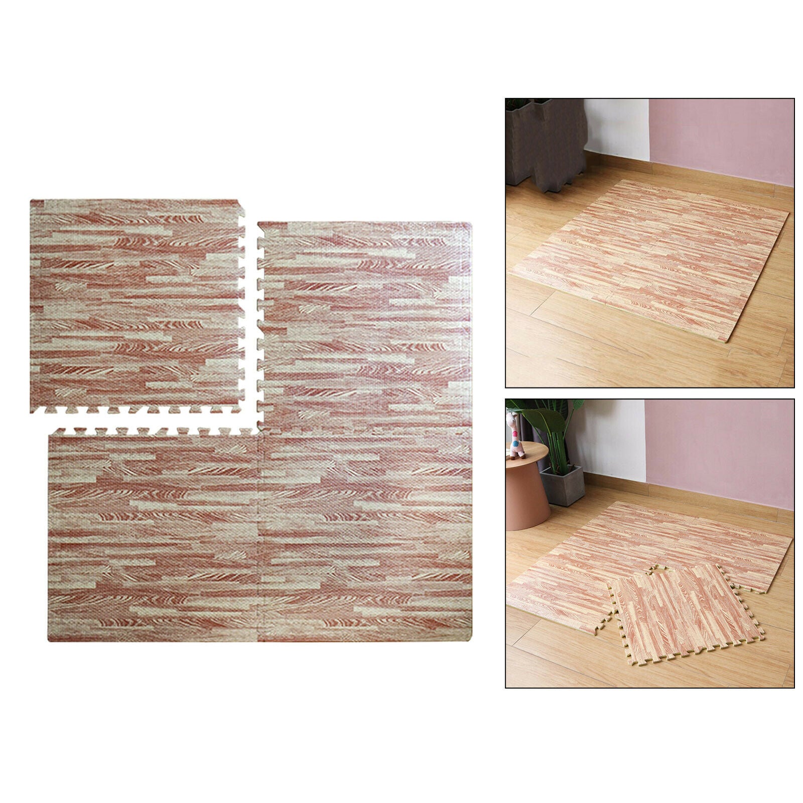 Printed Wood Grain Mats Home Playroom Foam Puzzle Mats DIY Floor Carpets