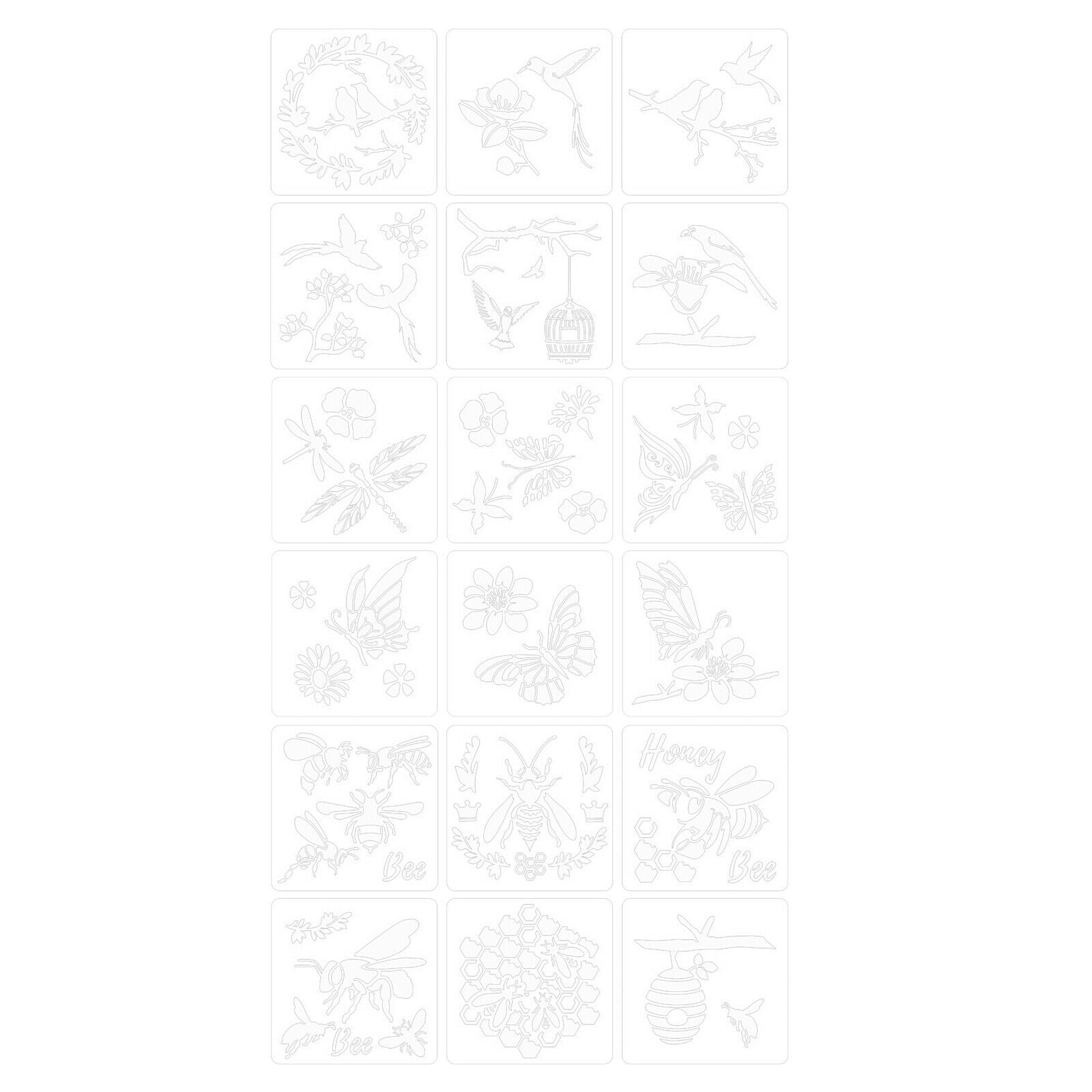 18x Bees Templates Stencils DIY Tile Cake Painting Album Crafts Art Project