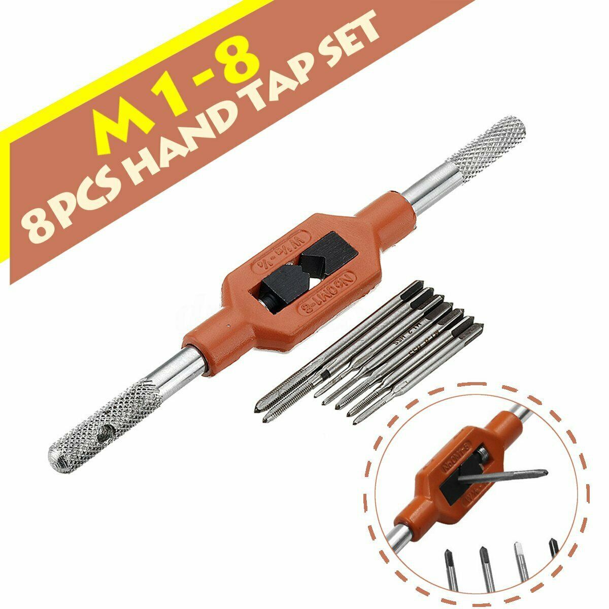 Drill Straight Fluted Screw Tread Tap Metric Hand Tap Tools Mini M1-M8