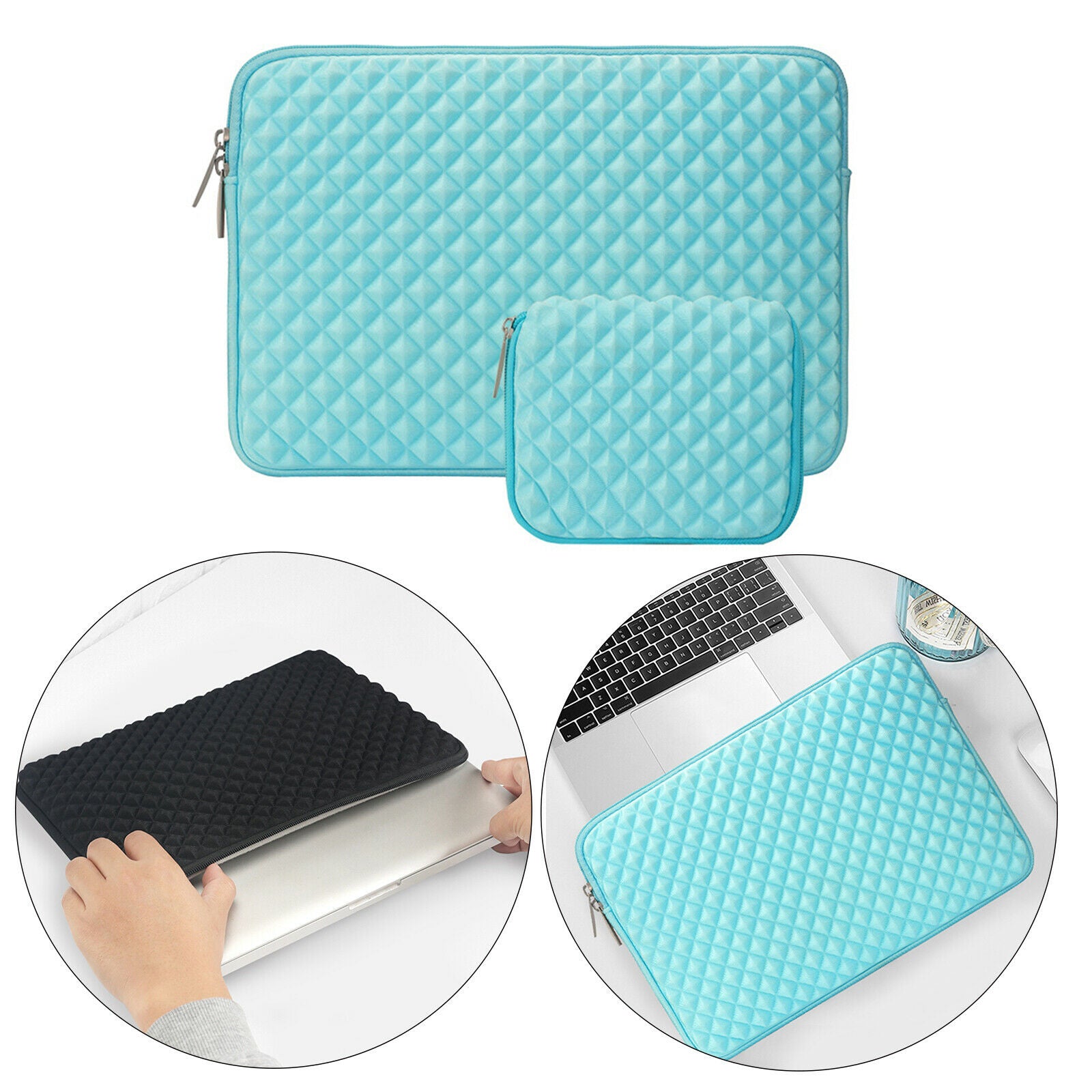 Laptop Sleeve Compatible Neoprene Bag Cover With Small Case Blue 13.3inch