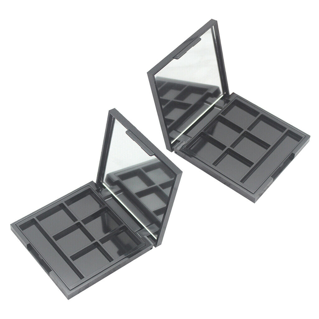2Pcs Empty Black Eyeshadow Palette Tray Eye Shadow Powder Case Organizer