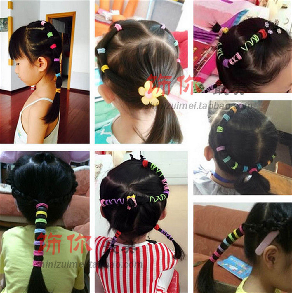 100PCS Lots Cute Girl Elastic Tiny Hair Tie Band Rope Ring Ponytail Wholesale