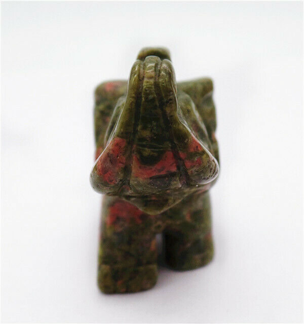 48x36x22mm Natural Unakite Jasper Carved Elephant Decoration Statue Decor HH7960