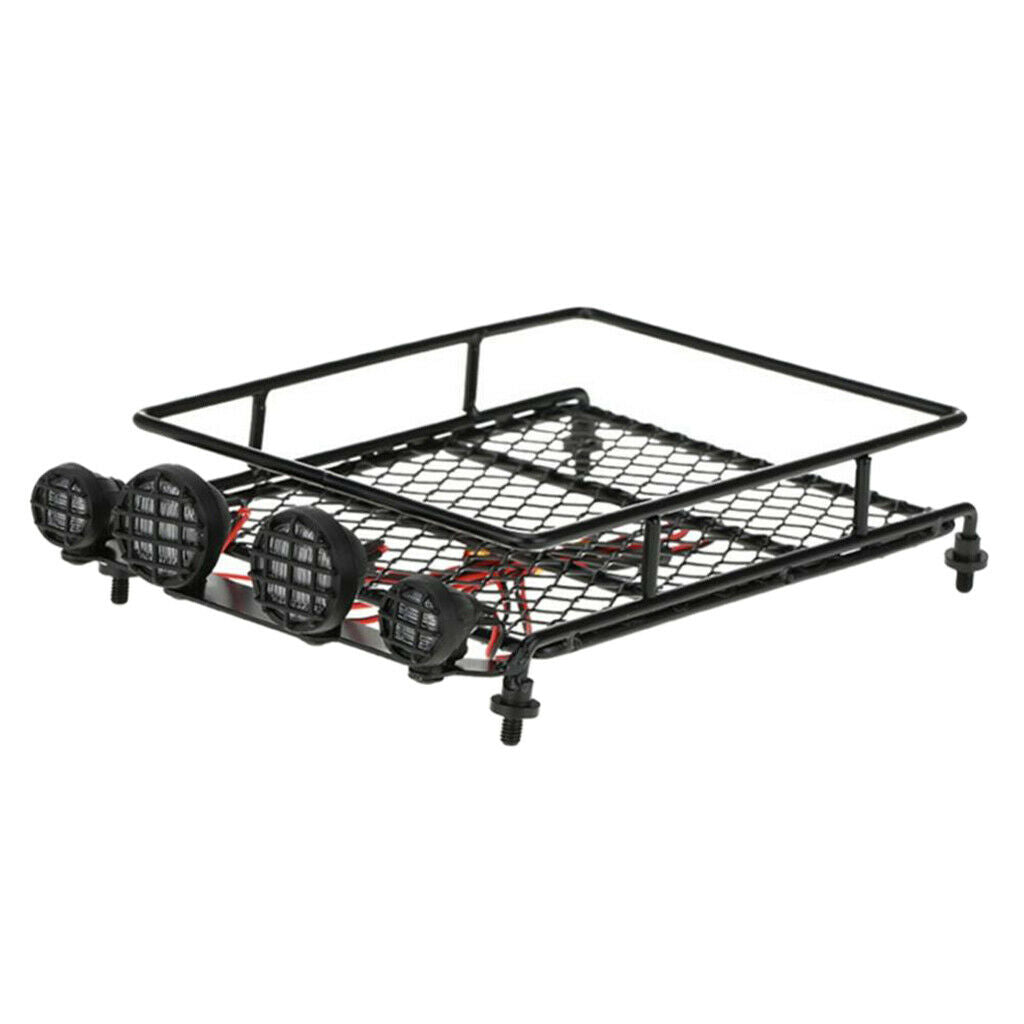 1/10 1/8 1/12 RC Car Metal Roof Rack Luggage Carrier W/ 4 LED Lights Accessories
