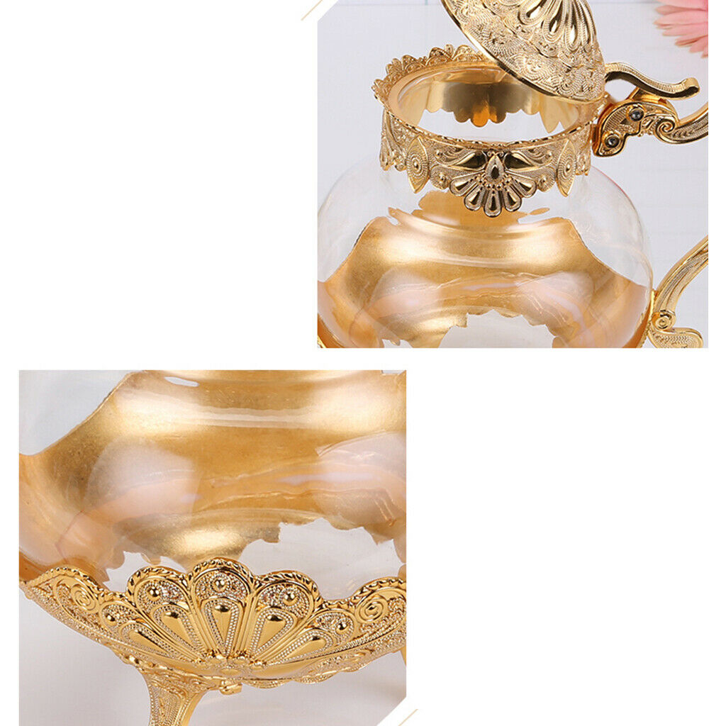 Glass Teapot Metal Juice Pot Glassware Wedding Gifts for Wife Mum Golden